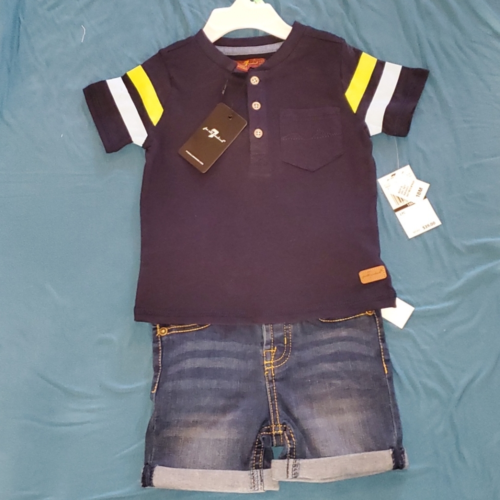Navy and denim Short set